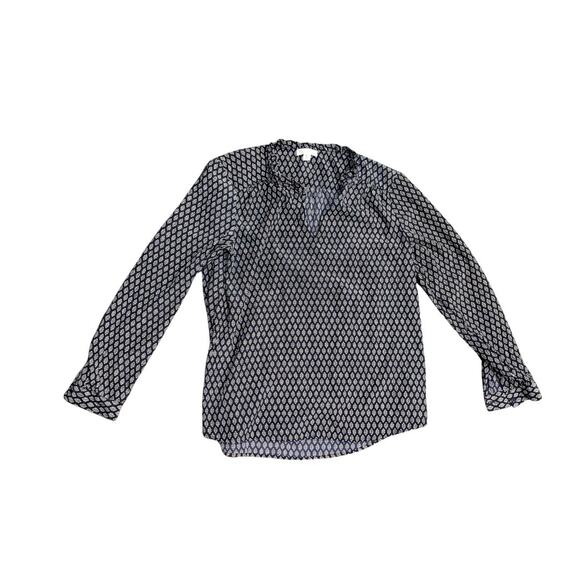 Lila Rose Blouse Diamond floral design Tie NeckLine Size Large Career Business - Picture 2 of 4